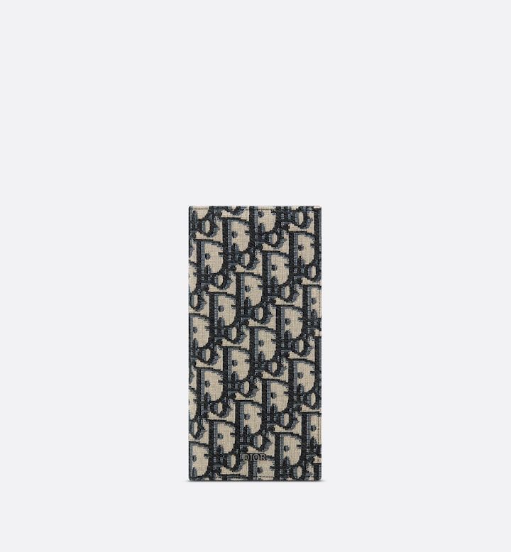 Dior 迪奥 2OBBC002YSE_H05E 竖版长款钱包 米色和黑色 Oblique 印花