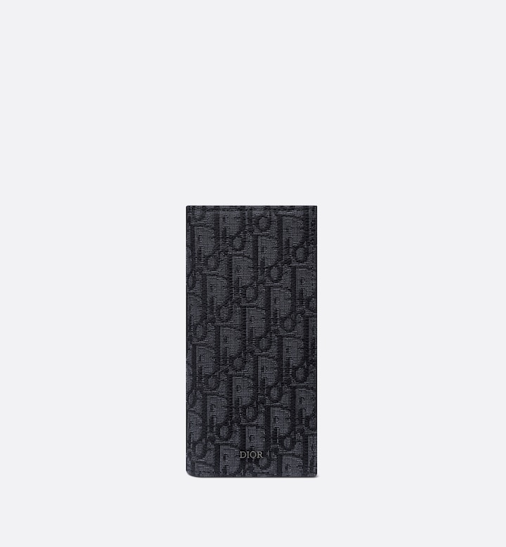 Dior 迪奥 2OBBC002YSE_H03E 竖版长款钱包 黑色 Oblique 印花