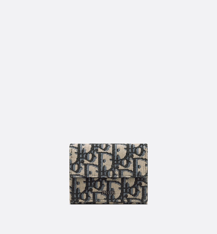 Dior 迪奥 2OBBC110YSE_H05E 三折钱包 米色和黑色 Oblique 印花