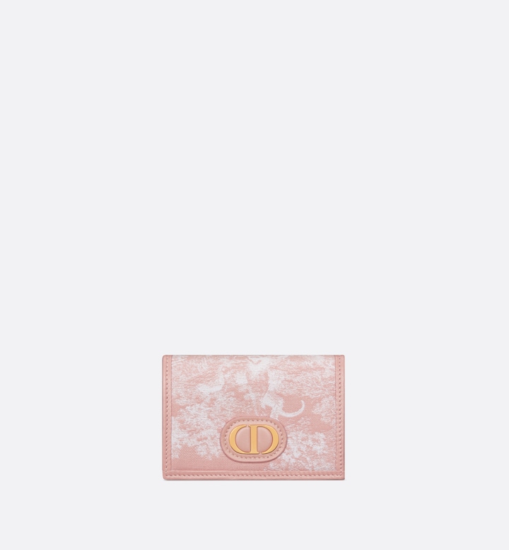 Dior 迪奥 S2300UNJR_M912 30 Montaigne Glycine 钱包 粉色提花面料 Reverse 茹伊印花