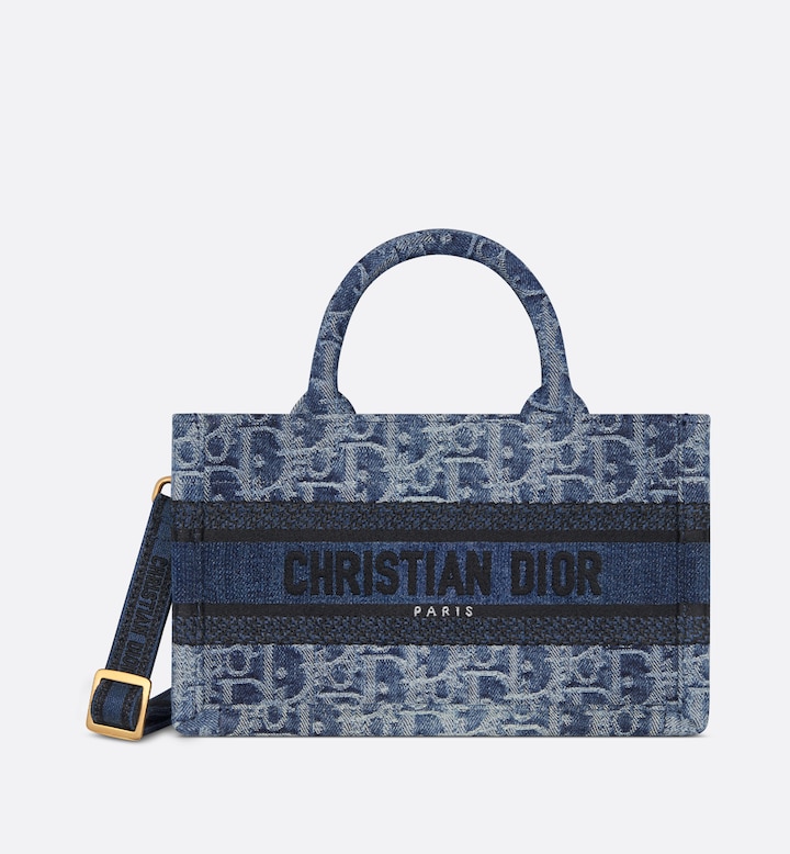 Dior 迪奥 S5573CEGC_M49E 迷你 Book Tote 手袋 蓝色 Denim Dior Oblique 提花面料 (21.5 x 13 x 7.5 cm)